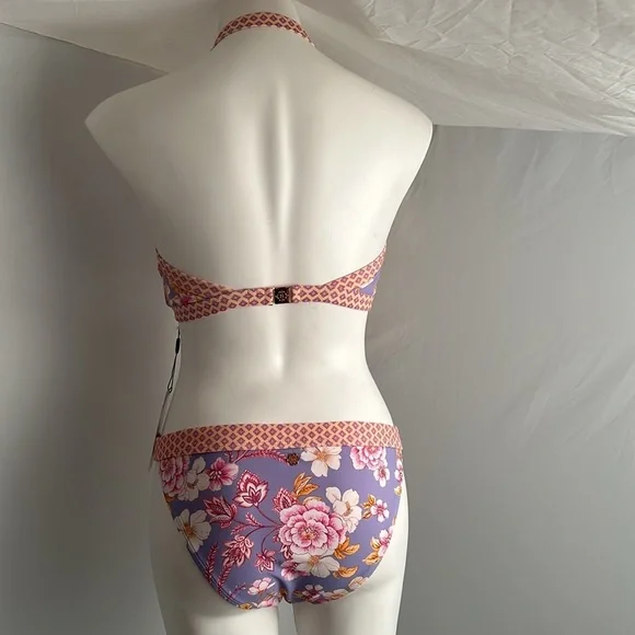 Nanette Lepore Brielle lavender multicolor floral bandeau bikini set - Picture 4 of 15
